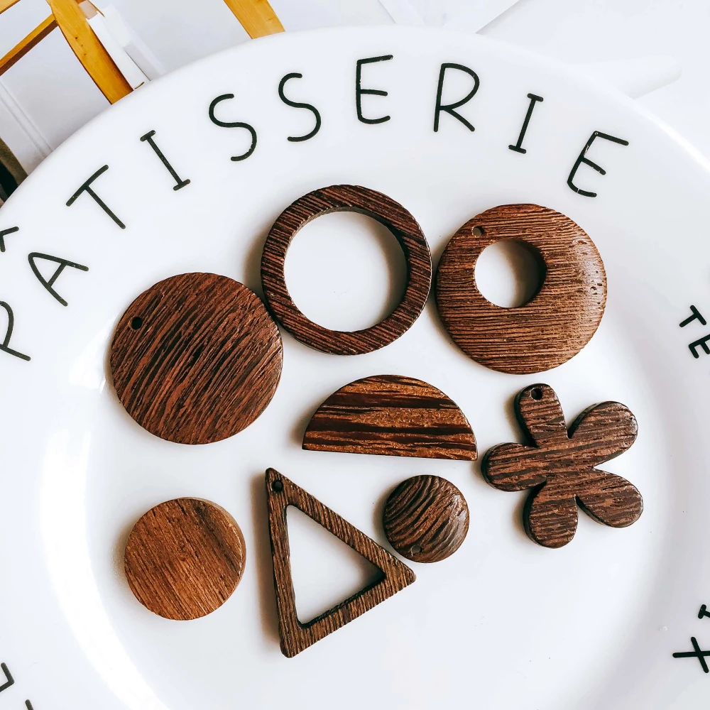 ZEROUP деревянные круглые Квадратные бусины капли бронзовые Подвесные серьги