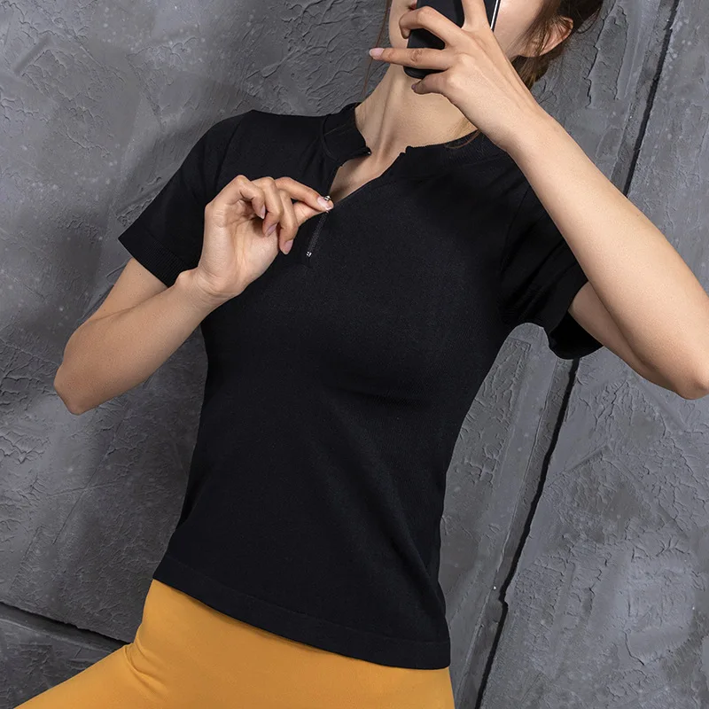 

Workout Zipper On Top T-Shirt Women's Yoga Tops Sports Ultimate Short-Sleeve Active Running Fitness
