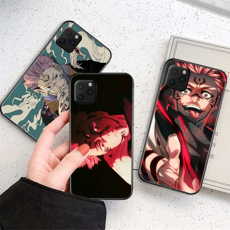 

Japan Cartoon Anime Jujutsu Kaisen Phone Case For iPhone 12 11 Pro Max 13 Mini X XS Max XR 7 8 SE 2020 6 6S Fashion Black Cover