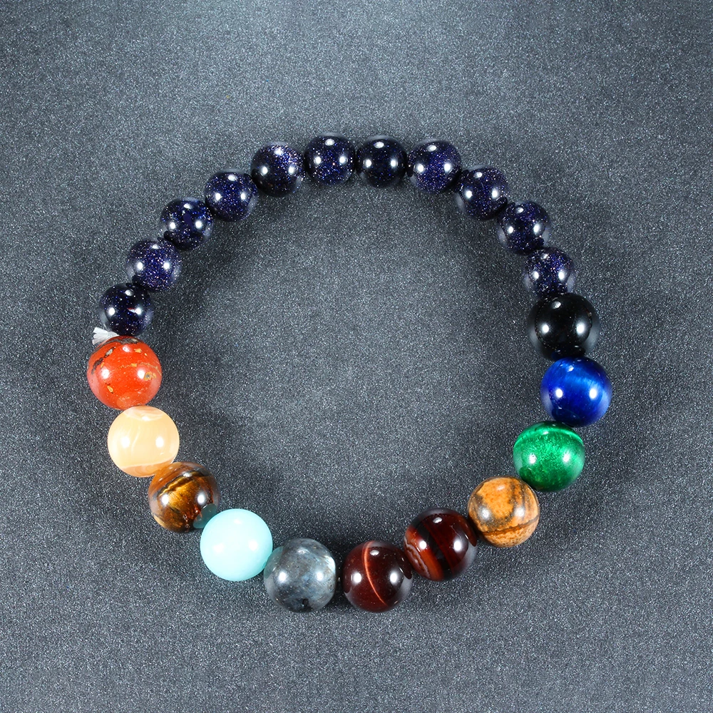 

Fashion Adjustable Yoga Colorful Planet Natural Stone Bracelet Universe Galaxy Sun Entropy System Bracelet Men And Women Lovers