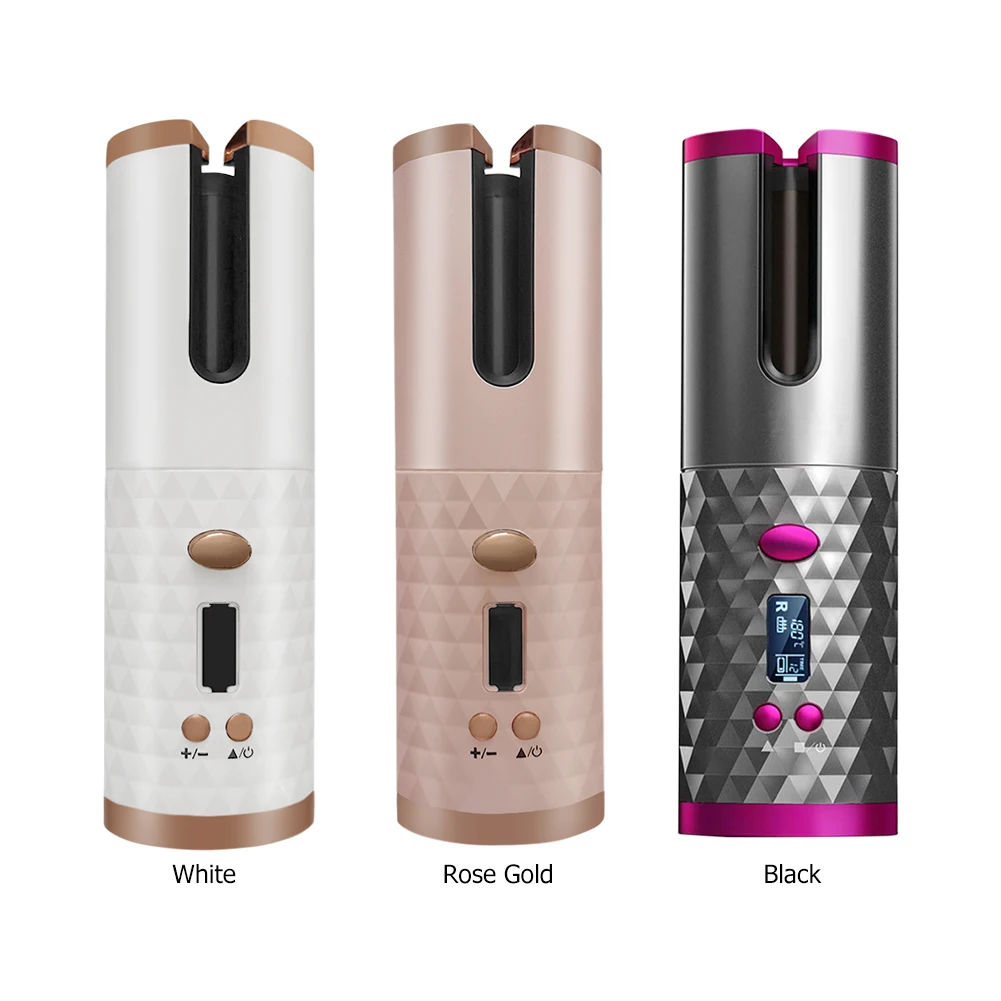 

Cordless Automatic Hair Curler USB Rechargeable Curling Iron Curls Waves LCD Display Ceramic Curly Rotating Curling Wave Styer
