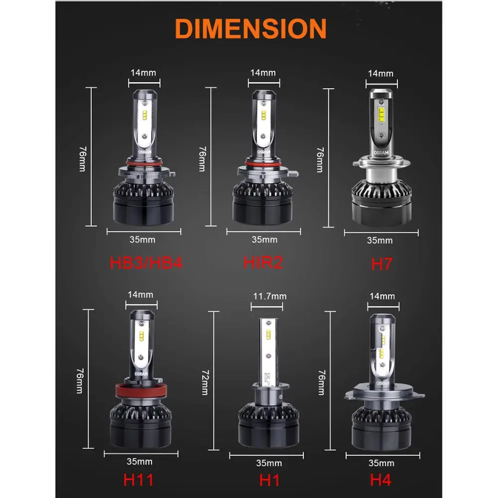 Лампа Ксеноновая OSRAM СВЕТОДИОДНЫЙ H1 H4 H7 H8 H11 H16 H1R2 HB2 HB3 HB4 9003 9005 9006 9012 фар автомобиля 12V светодиодный расклинивающий HL 6000K светодиодный авто лампы(двойная