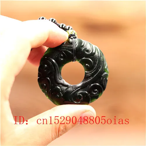 Китайский натуральный черный зеленый нефритовый рун ожерелье из бисера