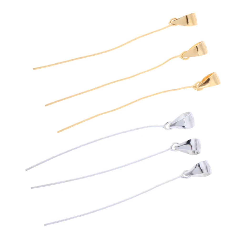 

6pcs s925 Pinch Bail Pin Needle Findings For Necklace Pendants Charms DIY