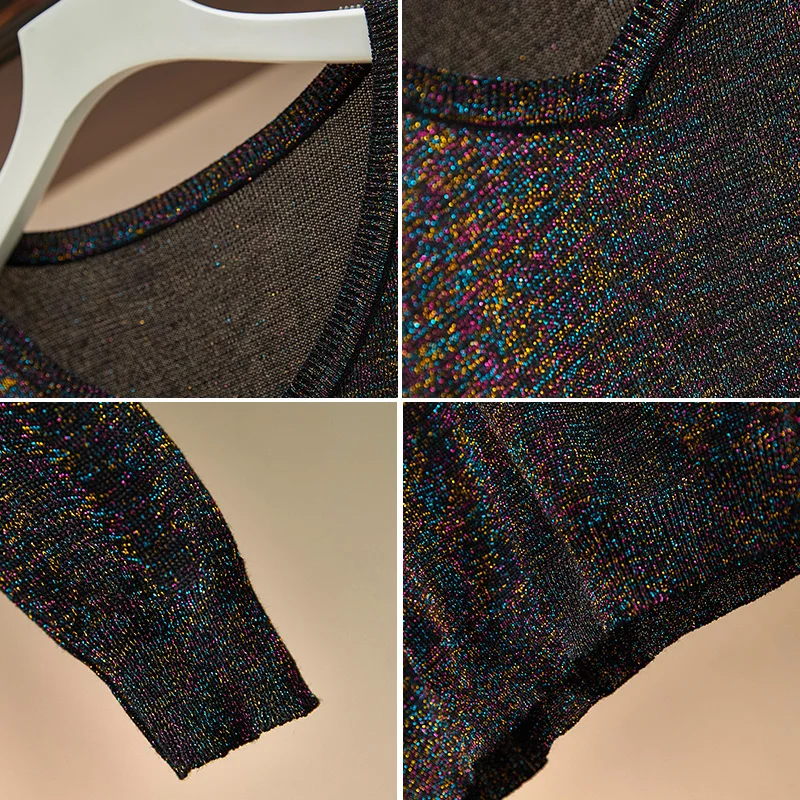 Свитер женский в стиле оверсайз с люрексом блестящий пуловер длинными рукавами