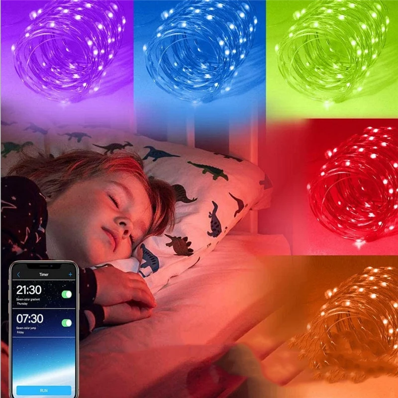 

5 Meters 50 Lights USB Bluetooth Control Outdoor RGB Light String App Control Christmas Day Copper Wire Light String