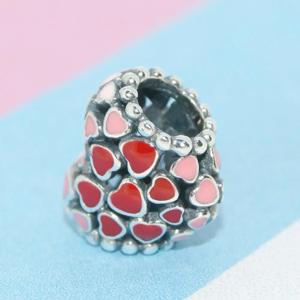 Модные подвески Leabyl с красной эмалью в форме сердца для браслета ожерелья бусины