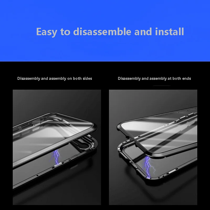 Переднее и заднее закаленное стекло металлический магнитный чехол для huawei mate 20Pro P 30Pro изогнутое стекло 360 ° защитный чехол