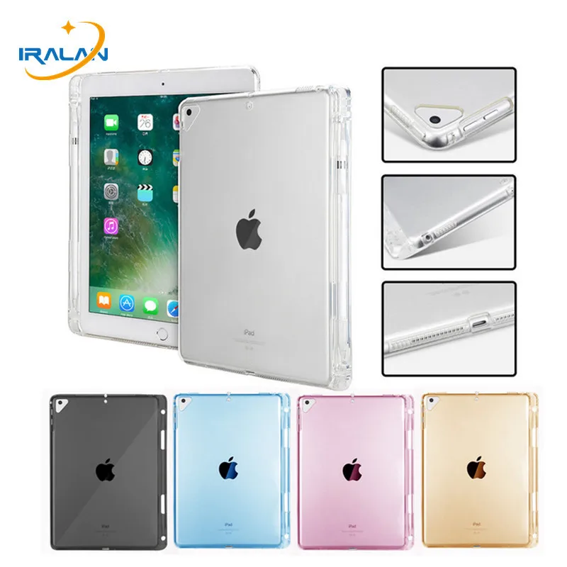 Для iPad 10 2 2019 чехол с держателем-карандашом прозрачный силиконовый мягкий ТПУ для