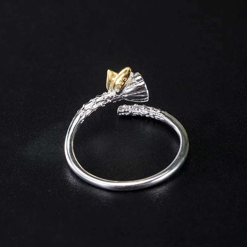 

S925 Sterling silver Creative design lotus Flower Ring Engagement Proposal Ring Women Wedding Anniversary Gift
