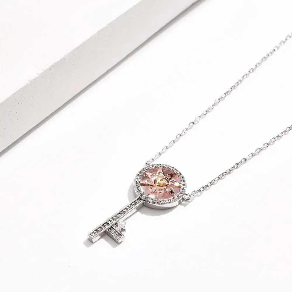 Новое ожерелье с подвеской в форме ключа сердца кристаллы из австрийского