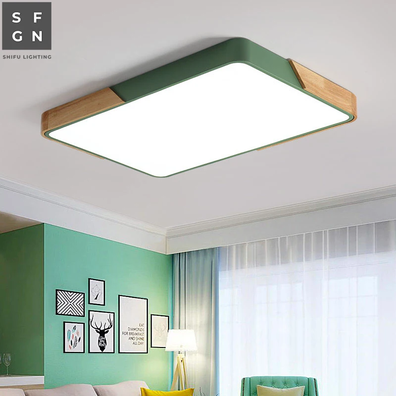 Светодиодный потолочный светильник Macaroon ультратонкая 6 см дерево кованое железо