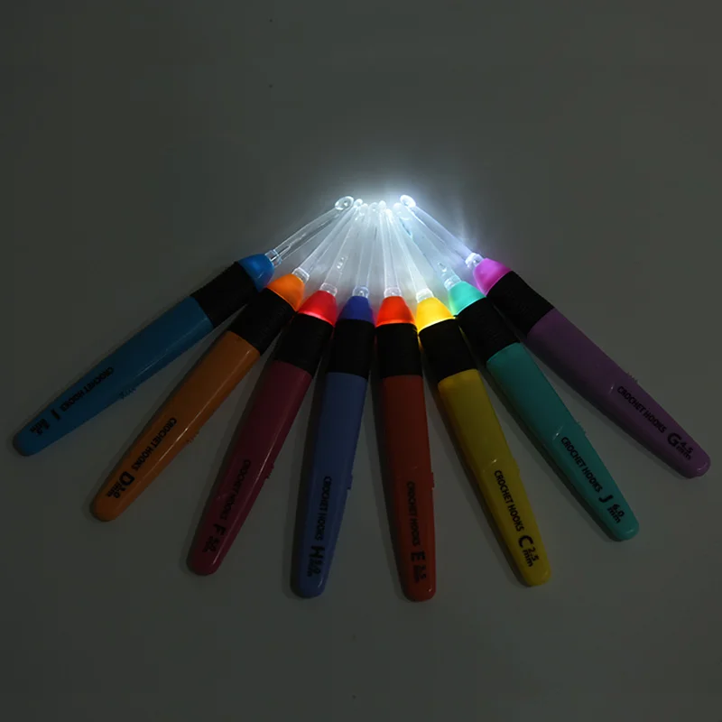 1pc Crochet Hooks Set available Sewing Needles with Led Light Up Knitting Weave Accessories 2.5MM-6.5MM 9 colors | Дом и сад
