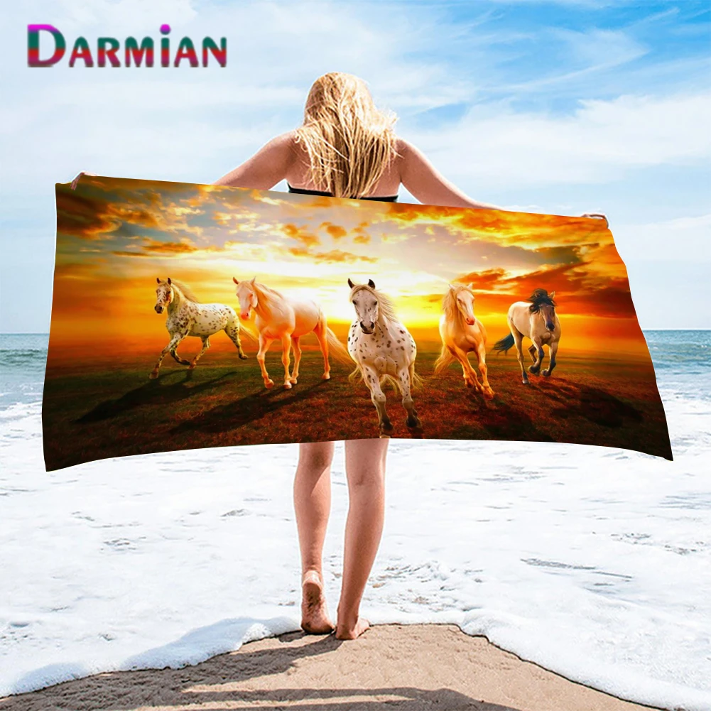 

DARMIAN Microfiber Home Textile Towels 3D Animal Crazy Horse Print Large Thick Travel Beach Towel for Adults Bath/Shower Towel