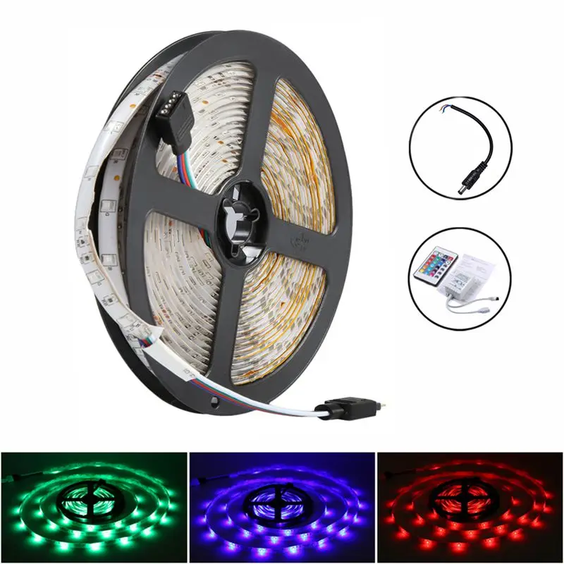 

Светодиодная лента 5 м 300 светодиодов 3528 Smd Rgb светильник ИК-пульт дистанционного управления с 44 кнопками