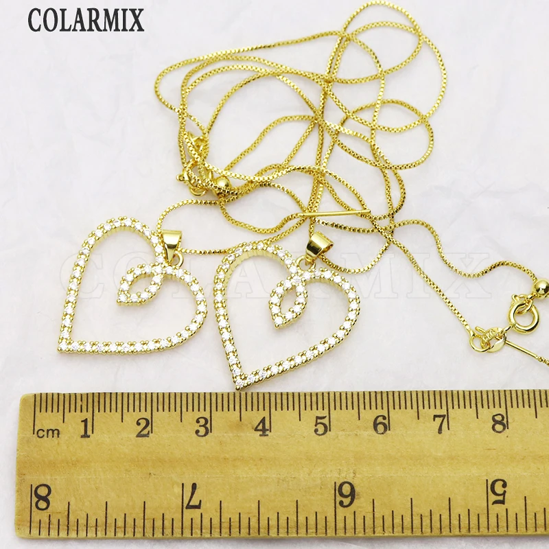 

8Pcs Heart Shape pendant Necklace Heart shape jewelry chain Box chain Necklace jewelry Women Bracelet 8373