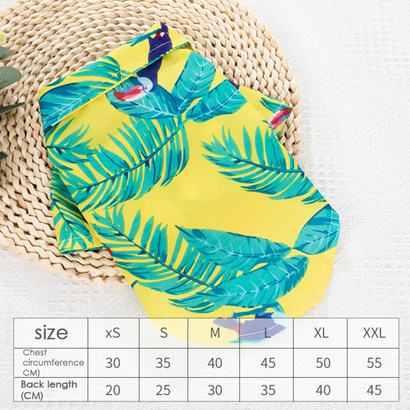 

Pet Summer Hawaii Beach Flower Shirt For Cat Dog Summer Puppy Thin Short Sleeve Clothing Coconut Tree Printed T-shirt