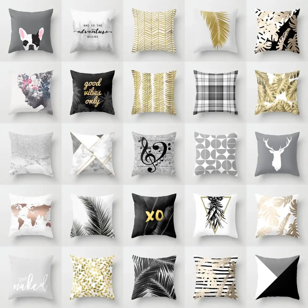 Modern Geometric Decorative Throw Pillow Cases Cushion Covers For Sofa Seat Chair Car 45x45cm Gray Yellow Color Living room | Дом и сад