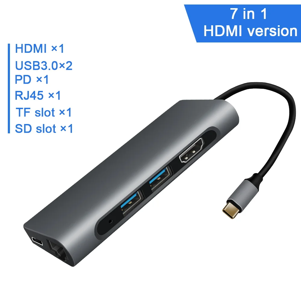 Thunderbolt 3 USB C концентратор тип C к HDMI 4K 30 Гц RJ45 3 порта USB 3,0 VGA адаптер конвертер для MacBook Pro samsung Galaxy S9 S10 - Цвет: stangard