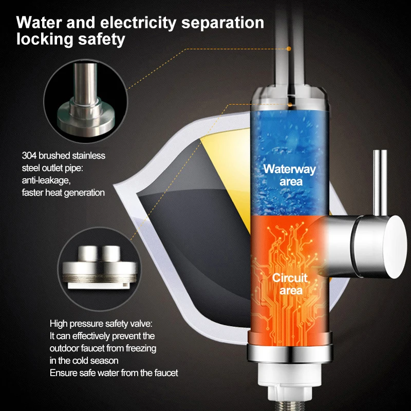 Смеситель с проточным водонагревателем 3000 Вт 220 В|Электрические водонагреватели|