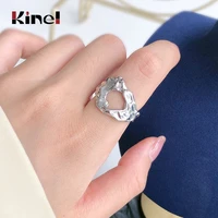 kinel genuine 925 sterling silver vintage irregular finger ring adjustable open size rings for women silver jewelry