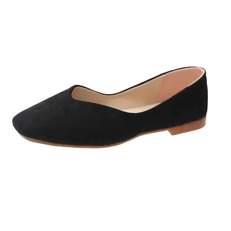 

Shoes Woman 2021 Female Footwear Shallow Mouth Casual Sneaker All-Match Square Toe Black Flats Soft New Driving Dress Boat Mocca