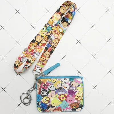 Disney стежка PU портмоне держатель для карт брелки ключей с Ремешок плата за питание