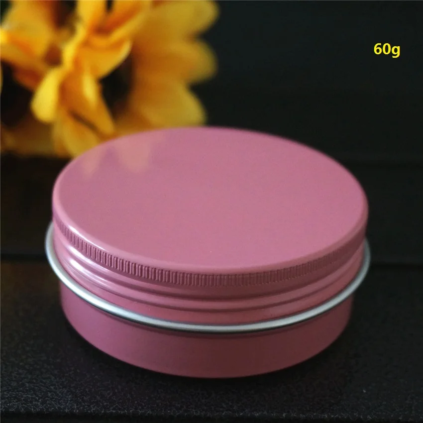 

60g 68*25mm Portable Pink Round Aluminum Box Metal Tin Cans DIY 60ml Cream Cosmetic Jar Tea Aluminum Pot Empty Pink Containers