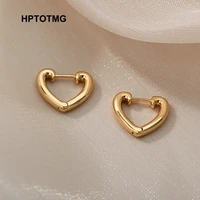 cute love heart hoop earrings for women vintage silver color earrings 2022 trend piercing jewelry christmas gifts