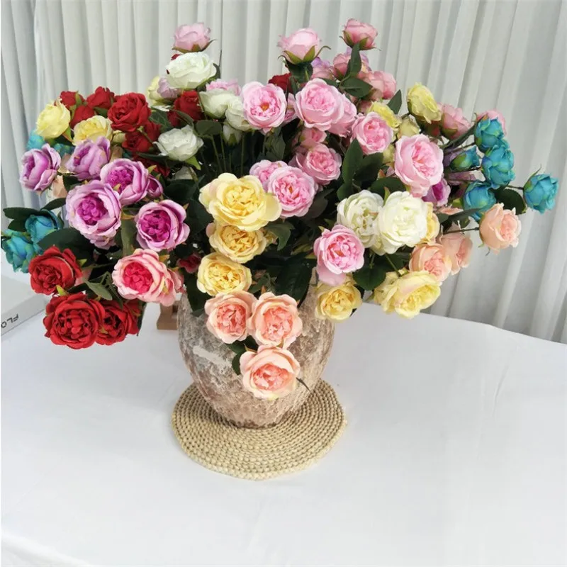 Искусственные пионы с коротким стержнем (6 головок/штука) длина 24 41 дюйма имитация