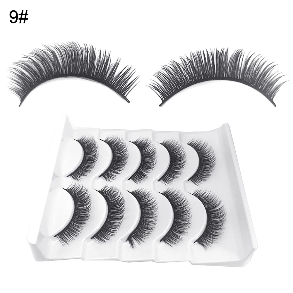 

5 Pairs 3D Synthetic Fiber False Eyelashes Long Fake Lashes Extension