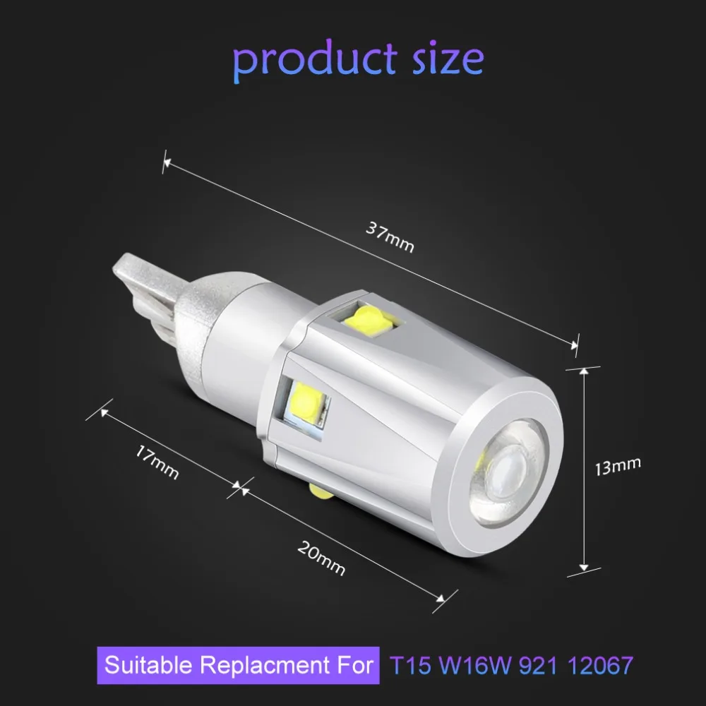 2 шт. T15 W16W светодиодные лампы 921 Canbus Error Free 6SMD высокое качество чипы резервный светильник s лампа задний фонарь Автомобильные фары дневного света светильник 12V