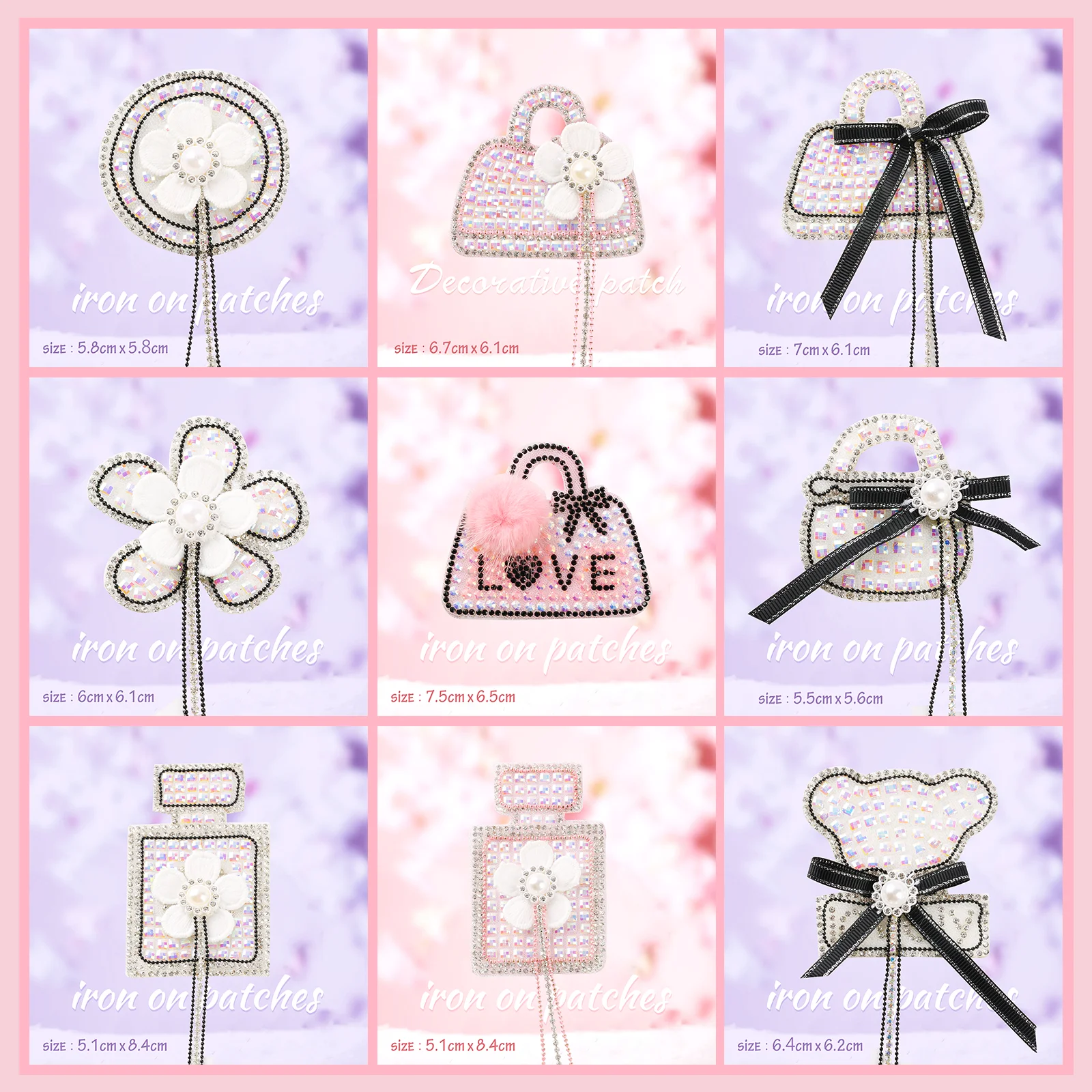 

Elegant 3D Iron On Patches Flower Bee Rhinestone Applique Patch Sticker On Clothes Cute Animals Bag Perfume Patch DIY Decoration