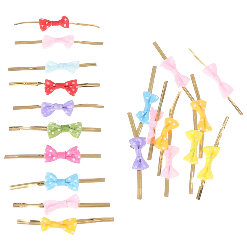 20 шт. в горошек с бантом металлические закрученные стяжки уплотнительная