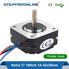 Короткий корпус Nema17 шаговый двигатель 20 мм 16Ncm 1A Nema 17 шаговый двигатель 42 Мотор 4-свинцовый 17HS08-1004S для гравировального фрезерного станка с ЧПУ