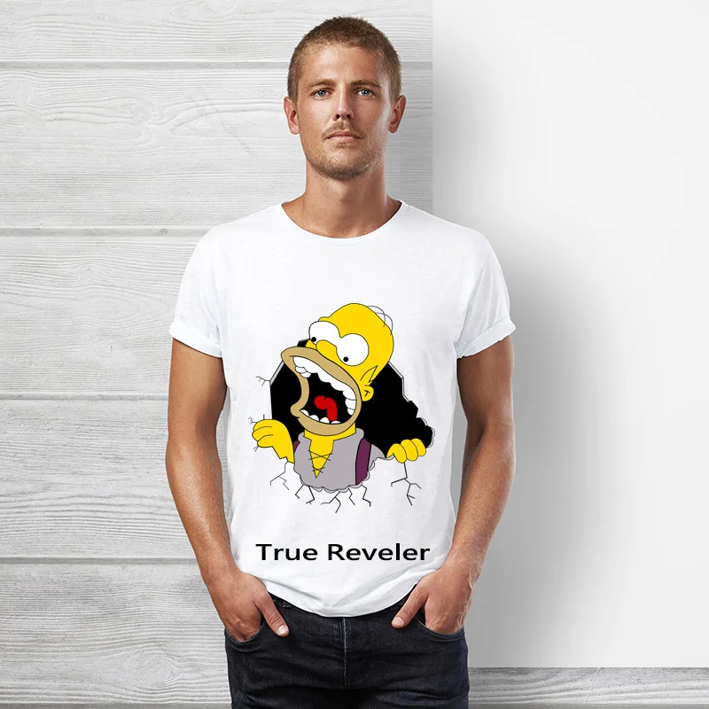 Homer simpson Футболка мужская короткий рукав хип хоп мультфильм Топы футболка Летняя забавная Милая Симпсон Женская футболка