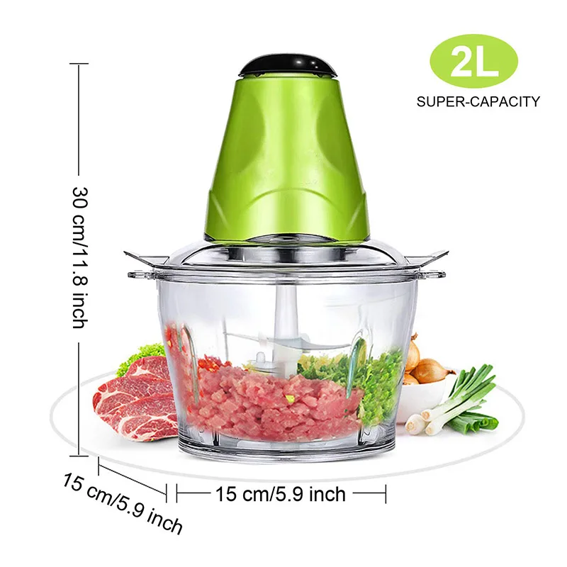 TEENRA 2L измельчитель для овощей, Электрический измельчитель для мяса, многофункциональный измельчитель овощей, резак из нержавеющей стали, кухонные гаджеты