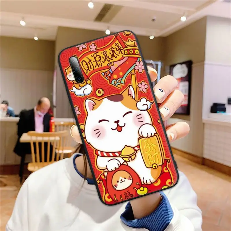 

Japan red Cat happy New Year Lucky Money Painted Phone Case for redmi 4X 5plus 6 6A7 7A 8 8A 9 note 4 8T 8pro 9 pro Case