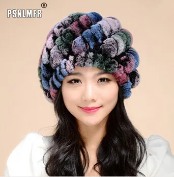 Зимняя меховая шапка для женщин настоящий мех кролика 2020 новые женские шапки