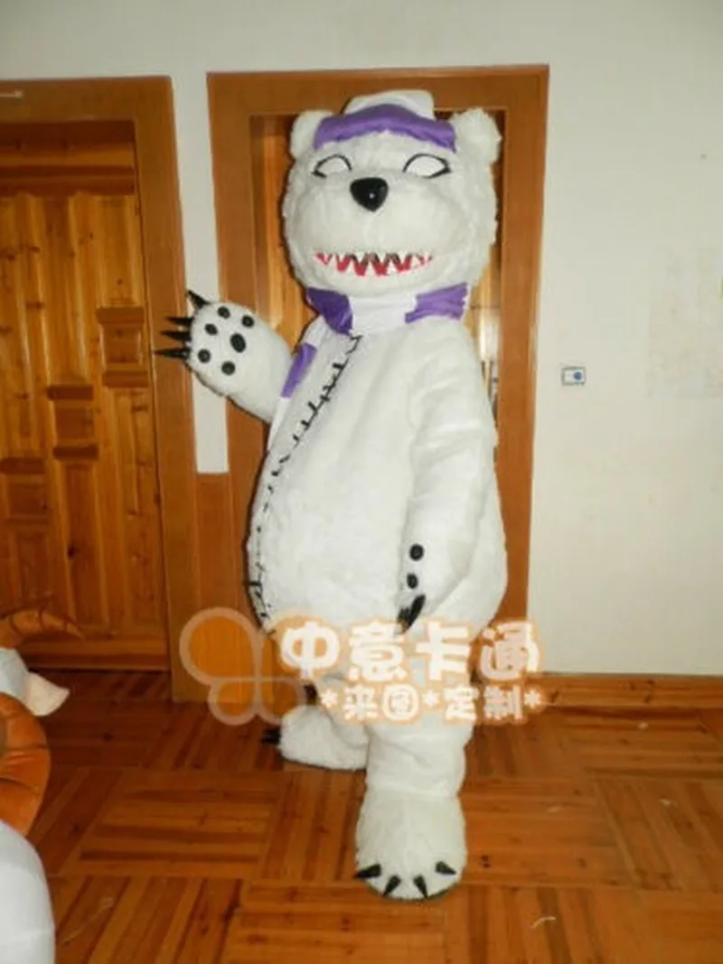 Костюм талисмана белого медведя Маскарадный костюм с героями мультфильмов