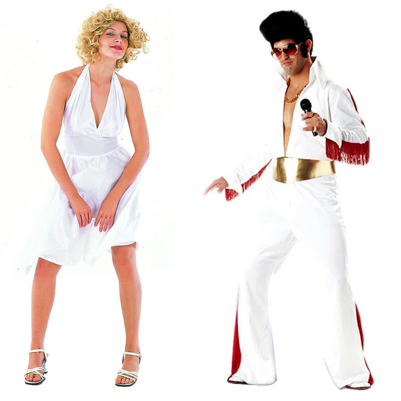 

2021 Marilyn Monroe Cosplay Elvis Presley Halloween Costumes For Woman Men Adult Party Show Fancy Role Play