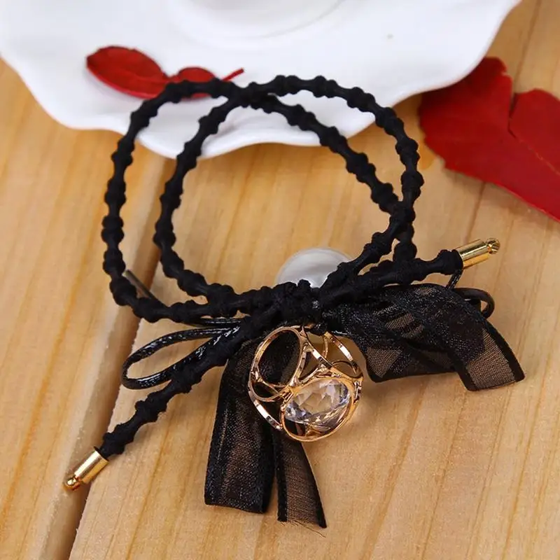 1 шт. милые эластичные резинки для волос с кристаллами и жемчугом повязка на
