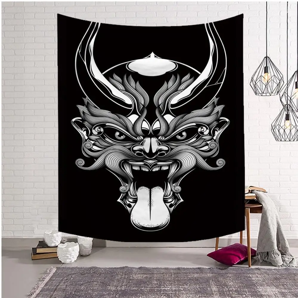 Панк ковер &quotмандала&quot в виде черного скелета череп Настенный Гобелен 100%