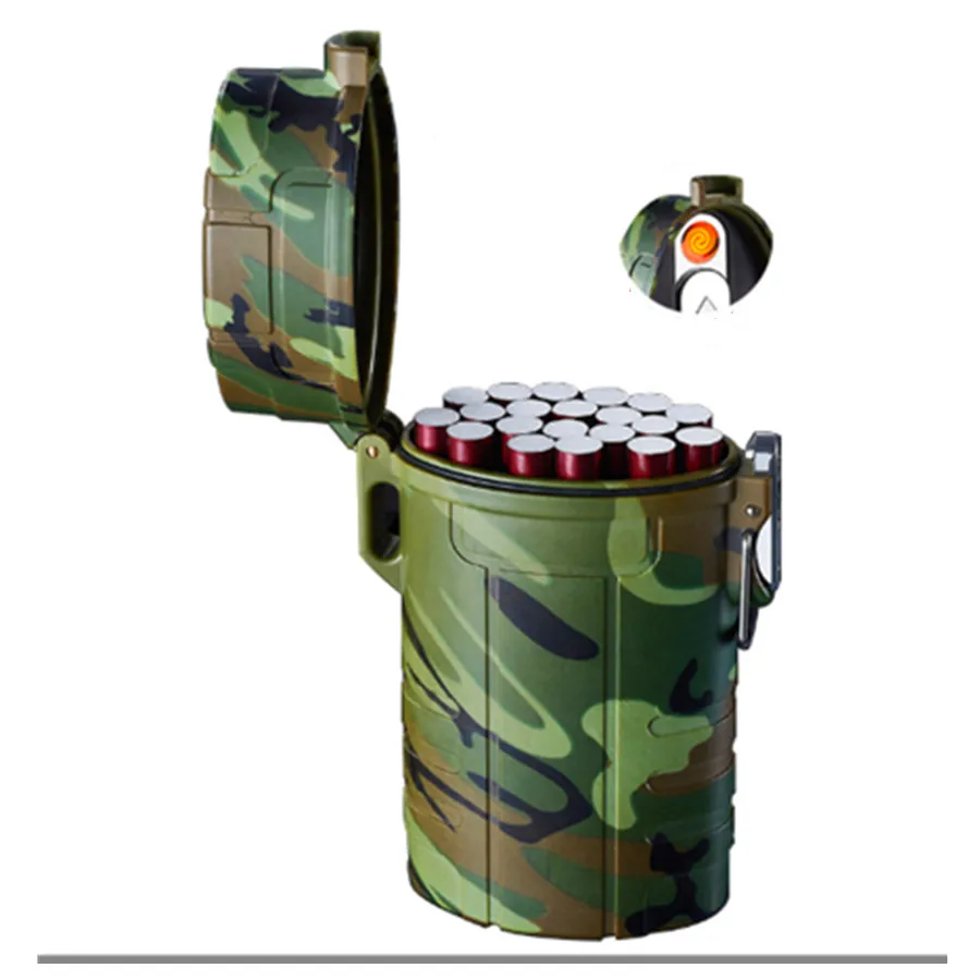 Портативный чехол для сигарет 20 шт. USB перезаряжаемая зажигалка уличная