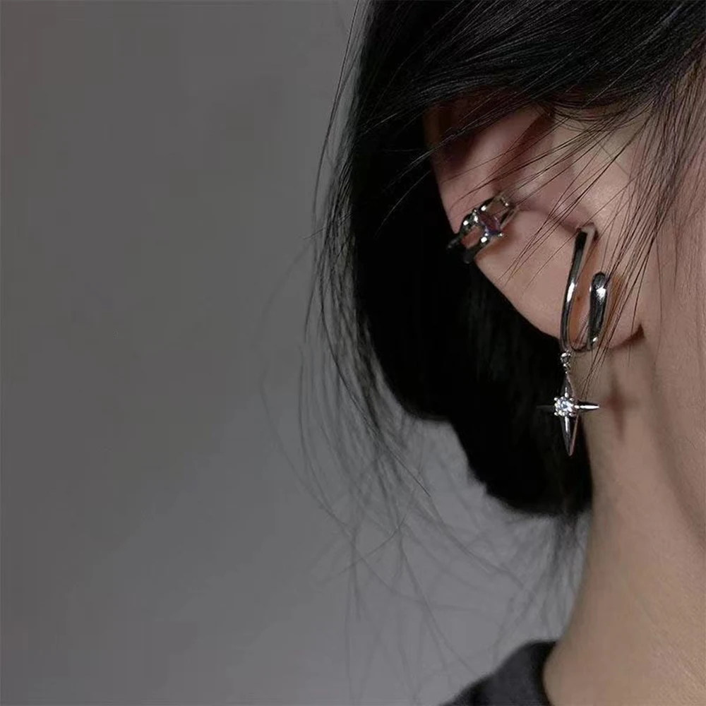 

Punk Fashion Ear Bone Clip Without Pierced Ears For Girl Cool Teen Simple Zircon Awn Star Ear Clip Trend Party Women's Jewelry