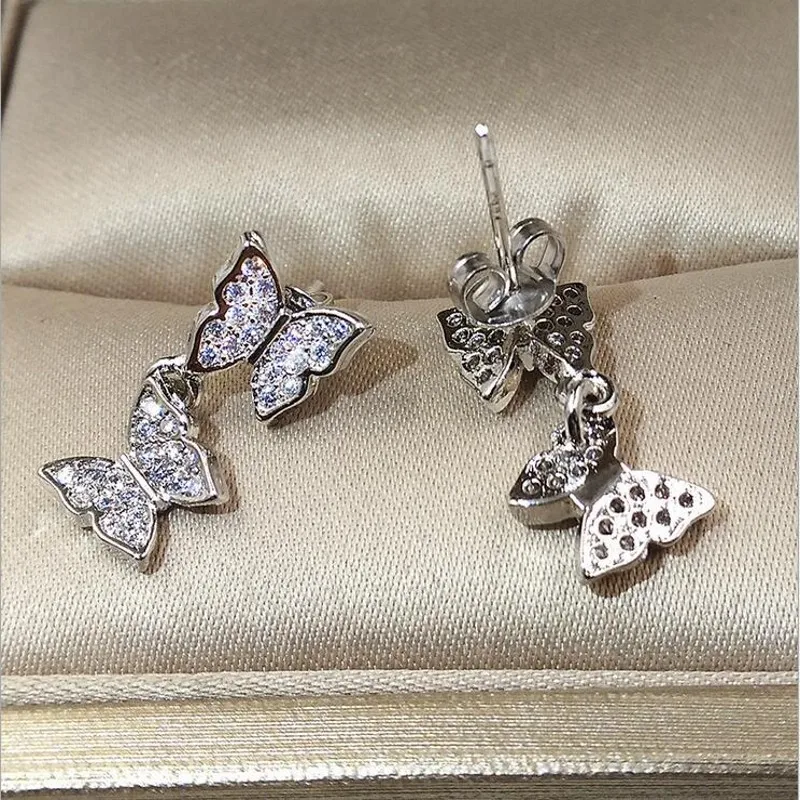 Модные серьги бабочки ручной работы из стерлингового серебра 925 пробы с
