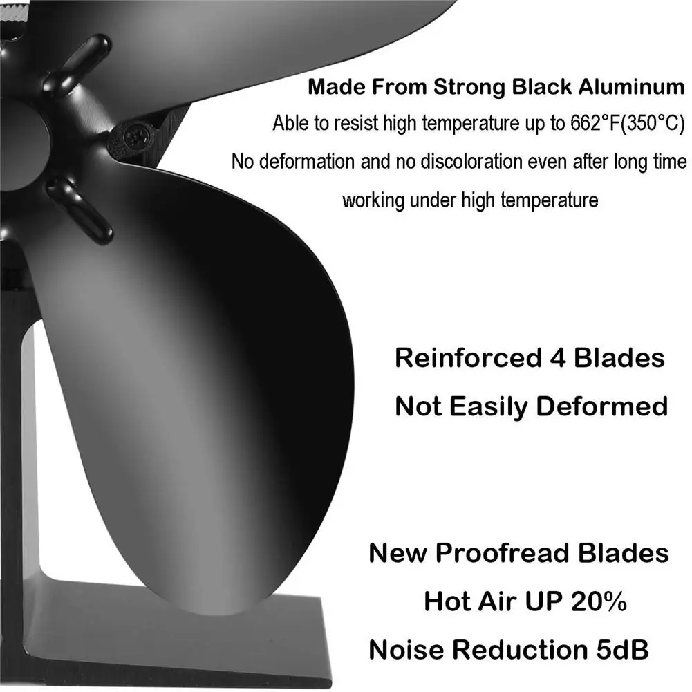 Вентилятор для камина с 4 лопастями экологически чистый бесшумный точечный