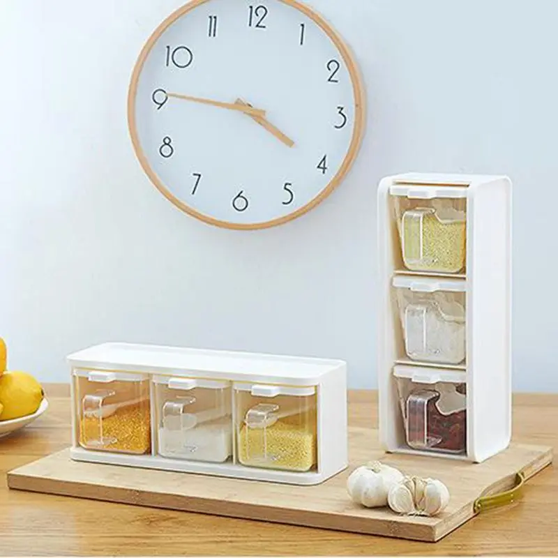 

Spice box with lid storage container transparent handle kitchen spice jar 95AA