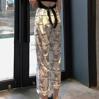 new 2021 summer wild fashion y2k butterfly print student high waist casual loose loose thin wide leg trousers punk streetwear
