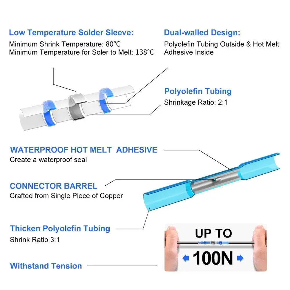 583 шт. термоусадочные стыковые соединители для припоя|Терминалы| |